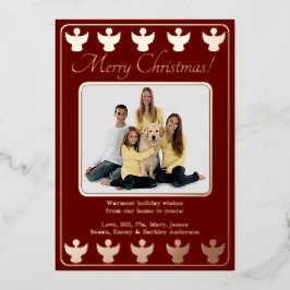 Frohe Weihnachten Angel Red Folien Feiertagskarte