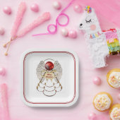 Frohe Weihnachten Angel Red/Gold Filigree Pappteller (Party)