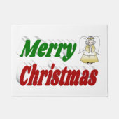 Frohe Weihnachten Angel rot grüne Typografie Fußmatte (Vorderseite)