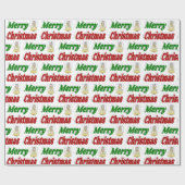 Frohe Weihnachten Angel rot grüne Typografie Geschenkpapier (Flach)