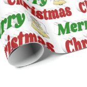 Frohe Weihnachten Angel rot grüne Typografie Geschenkpapier (Rolleneckpunkt)