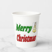Frohe Weihnachten Angel rot grüne Typografie Pappbecher (Rückseite)