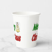 Frohe Weihnachten Angel rot grüne Typografie Pappbecher (Rechts)