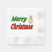 Frohe Weihnachten Angel rot grüne Typografie Serviette (Vorderseite)