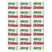 Frohe Weihnachten Angel rot grüne Typografie Tischdecke (Vorderseite)