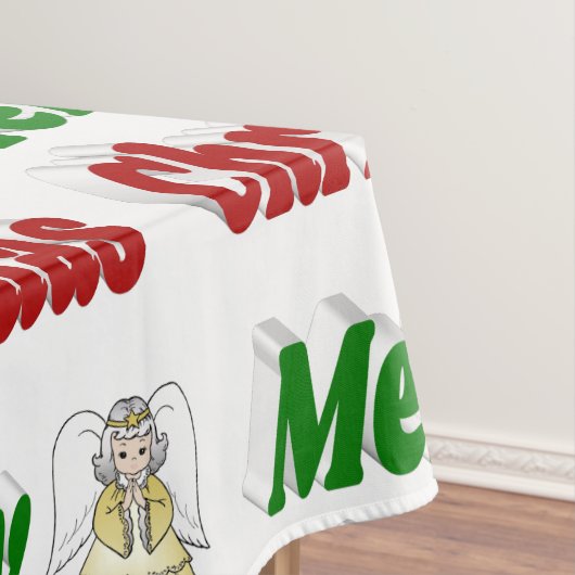 Frohe Weihnachten Angel rot grüne Typografie Tischdecke (Beispiel)