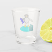 Frohe Weihnachten Angelpinguin Schnapsglas (Rückseite)