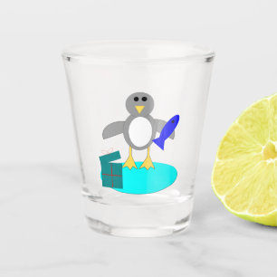 Frohe Weihnachten Angelpinguin Schnapsglas