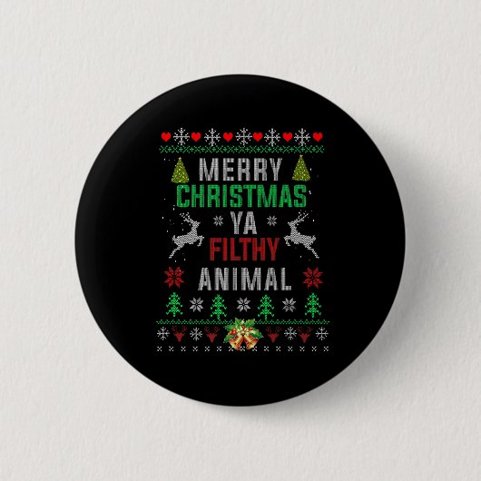 Frohe Weihnachten Animal Filthy Ya Shirt Funny Xma Button (Vorderseite)