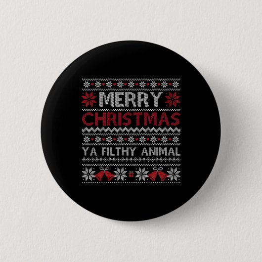 Frohe Weihnachten Animal Filthy Ya Ugly Style Xmas Button (Vorderseite)