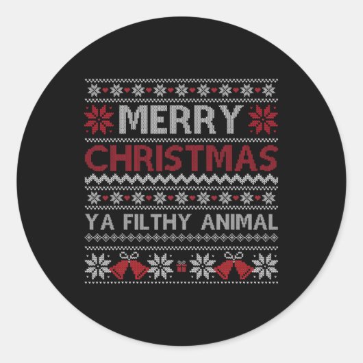 Frohe Weihnachten Animal Filthy Ya Ugly Style Xmas Runder Aufkleber (Vorderseite)