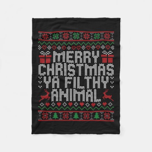 Frohe Weihnachten Animal Filthy Ya Xmas Familie Pa Fleecedecke (Vorderseite)