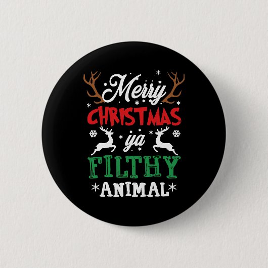 Frohe Weihnachten Animal Filthy Ya Xmas Pajama Button (Vorderseite)