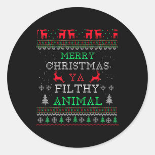 Frohe Weihnachten Animal Filthy Ya Xmas Pajama Fam Runder Aufkleber
