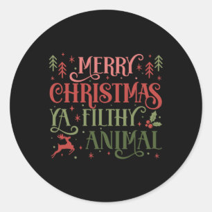 Frohe Weihnachten Animal Filthy Ya Xmas Pajama Ugl Runder Aufkleber