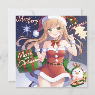 Frohe Weihnachten Anime Girl Red