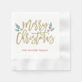 Frohe Weihnachten Antike Gold Moderne Skriptwoche  Serviette (Vorderseite)