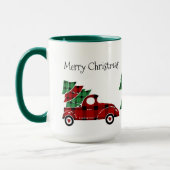 Frohe Weihnachten Antike Truck Tasse Grün (Links)