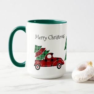 Frohe Weihnachten Antike Truck Tasse Grün