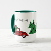 Frohe Weihnachten Antike Truck Tasse Grün (Vorderseite Links)