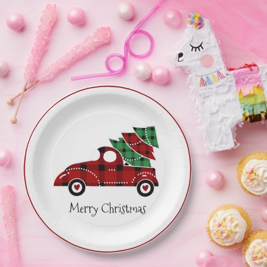 Frohe Weihnachten Antiker Truck Urlaub Pappteller (Party)