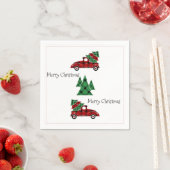 Frohe Weihnachten Antique Red Truck Holiday Napkin Serviette (Beispiel)
