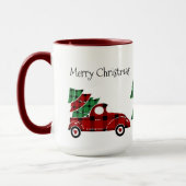 Frohe Weihnachten Antique Red Truck Tasse (Links)