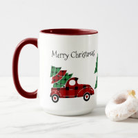 Frohe Weihnachten Antique Red Truck Tasse
