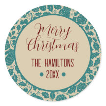 Frohe Weihnachten Aquamarin floral Custom Familien