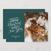 Frohe Weihnachten Aquamarinen Foto Weihnachtskarte (Vorne/Hinten)