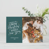 Frohe Weihnachten Aquamarinen Foto Weihnachtskarte (Stehend Vorderseite)