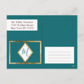 Frohe Weihnachten Aquamarines Green Gold Border Fo (Rückseite)