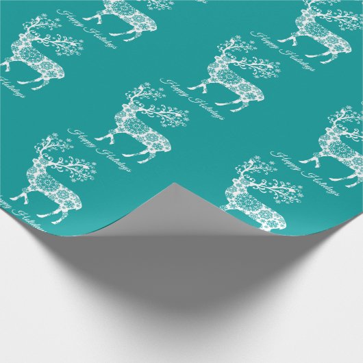 Frohe Weihnachten, aquamarines Verpackungspapier Geschenkpapier (Ecke)