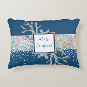 Frohe Weihnachten Aquarell Blau-Bräunungsstil Str Dekokissen