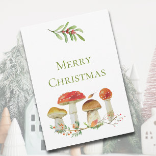 Frohe Weihnachten Aquarell-Pilze Nicht-Foto