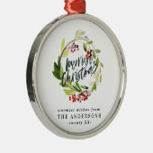 Frohe Weihnachten Aquarell Rote Beerenblätterung Ornament Aus Metall (Rechts)