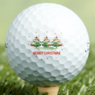 Frohe Weihnachten - Aquarell-Weihnachtsbäume Golfball