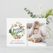 Frohe Weihnachten Aquarellblumen Foto (Stehend Vorderseite)