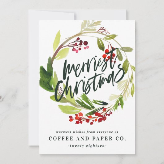 Frohe Weihnachten Aquarellblumen Unternehmen (Vorderseite)