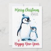 Frohe Weihnachten Aquarellpinguine Christlich (Vorderseite)