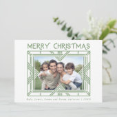 Frohe Weihnachten Art Deco Foto Rahmen Grün (Stehend Vorderseite)