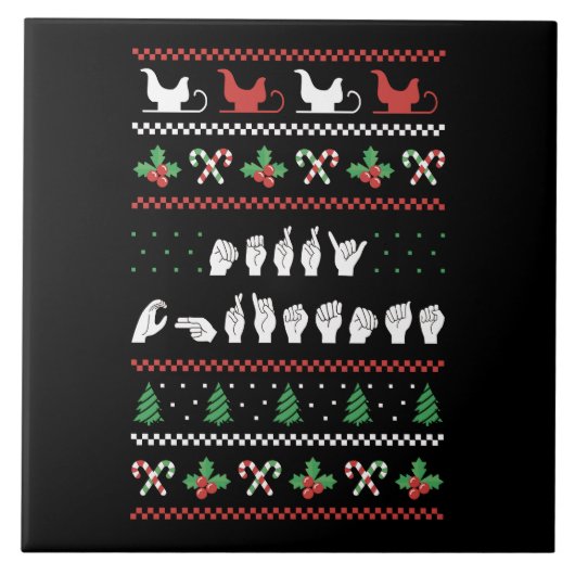 Frohe Weihnachten - ASL American Sign Language I Fliese (Vorderseite)