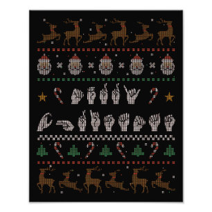 Frohe Weihnachten - ASL American Sign Language I Fotodruck