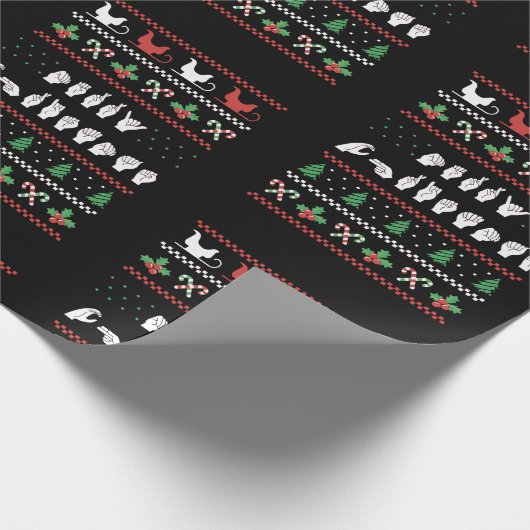 Frohe Weihnachten - ASL American Sign Language I Geschenkpapier (Ecke)