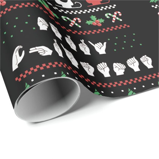 Frohe Weihnachten - ASL American Sign Language I Geschenkpapier (Rolleneckpunkt)