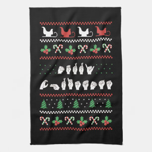 Frohe Weihnachten - ASL American Sign Language I Geschirrtuch