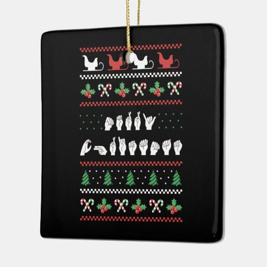 Frohe Weihnachten - ASL American Sign Language I Keramikornament (Links)