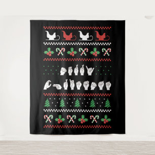 Frohe Weihnachten - ASL American Sign Language I Wandteppich