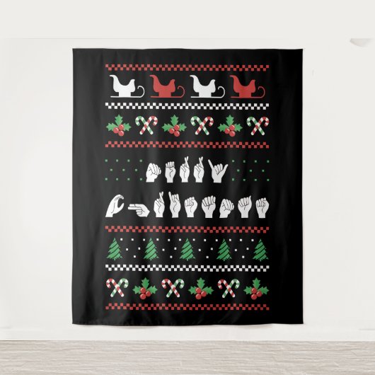 Frohe Weihnachten - ASL American Sign Language I Wandteppich (Vorderseite)