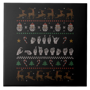 Frohe Weihnachten - ASL American Sign Language II Fliese